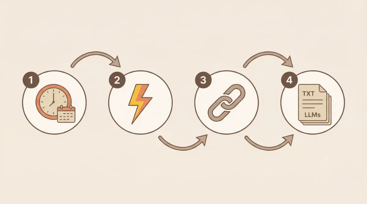 AIクローラーが4つの動き方でサイトを発見する仕組みの図解