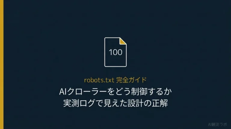 robots.txt完全ガイド——AIクローラーをどう制御するか、実測ログで見えた設計の正解