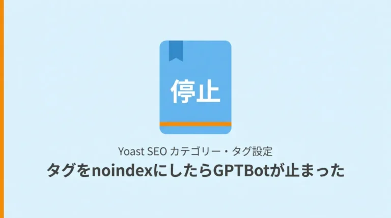 Yoast SEOのカテゴリーとタグ設定がGPTBotの巡回に影響した実測データを解説する記事のサムネイル