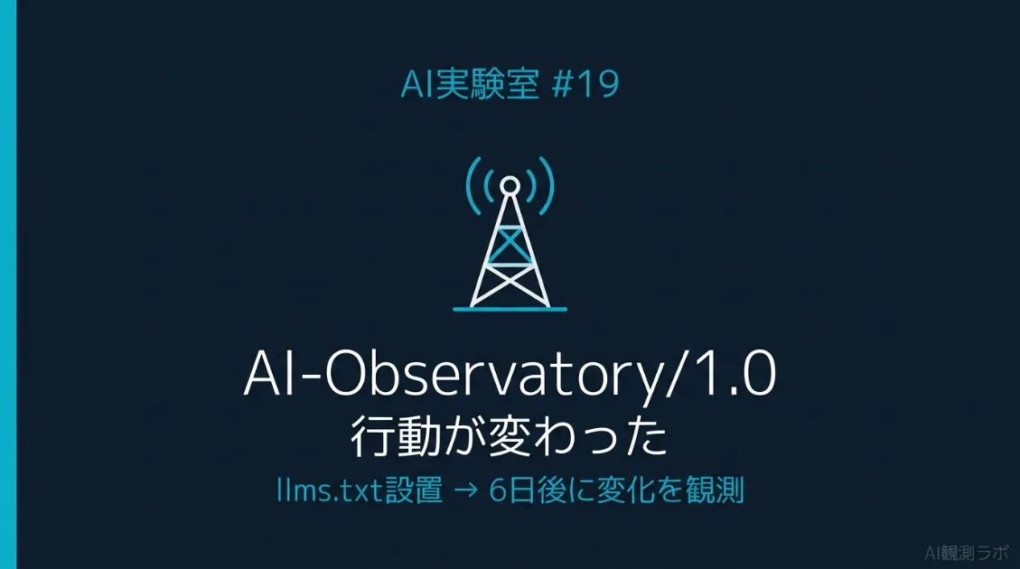 AI-Observatory/1.0の行動変化を観測したAI実験室#19のサムネイル画像
