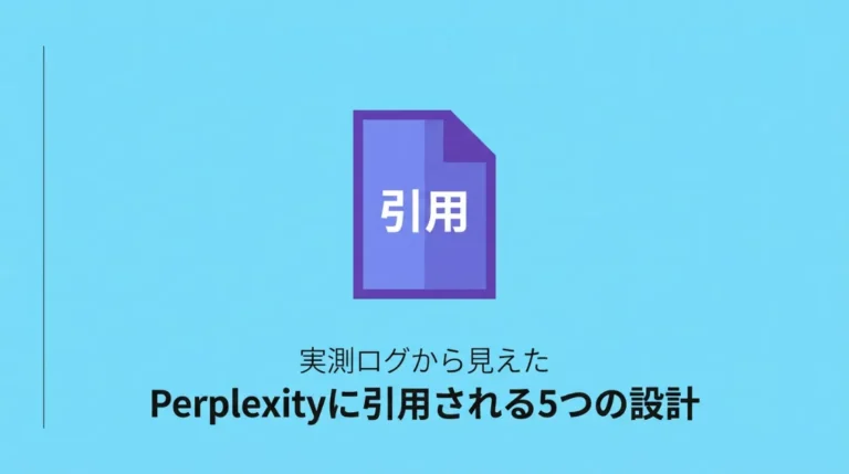 Perplexityに引用されるサイトの条件を実測ログから逆算した5つの設計を解説する記事のサムネイル