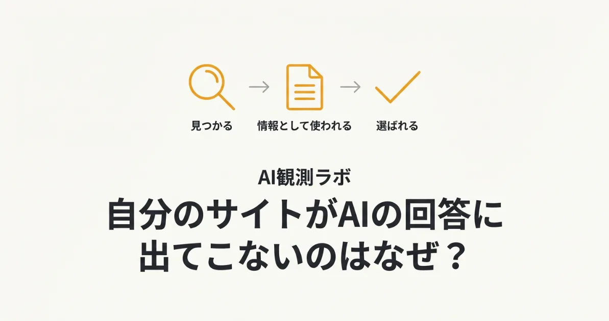 自分のサイトがAIの回答に出てこない理由——見つかる・情報として使われる・選ばれるの3段階